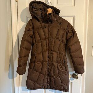 Women's Mountain Hardware long brown down puffer coat in size women's small
